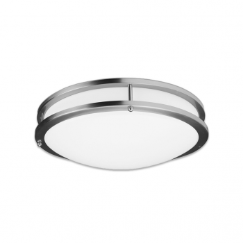 Flush Mount Ceiling Light - Double Ring Model, Integrated LED, ETL, Brushed Nickel Finish