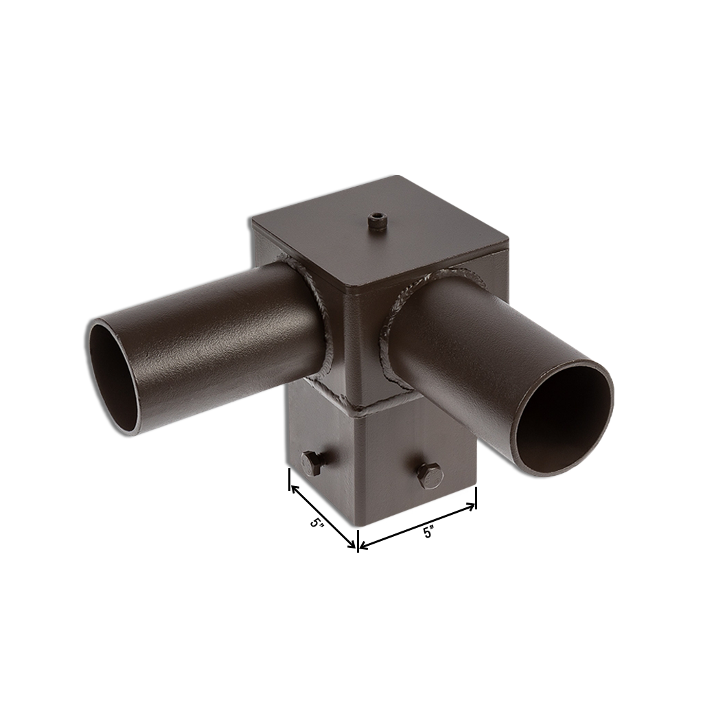 Tenon Adaptor for 5 Inch Square Pole - (2) Horizontal 90 Degree 
